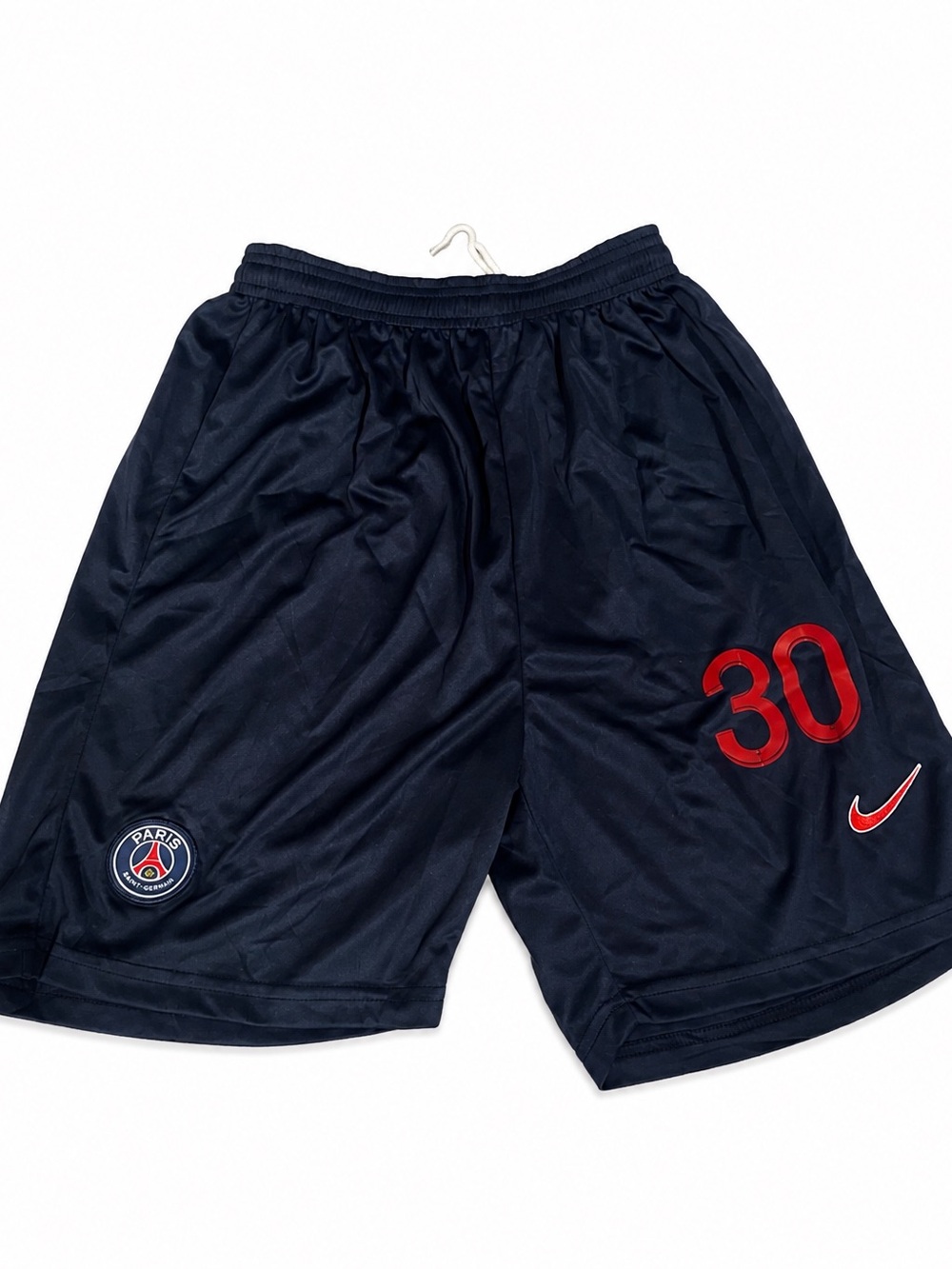 PSG Style  Men's Navy Athletic Shorts with Red Details